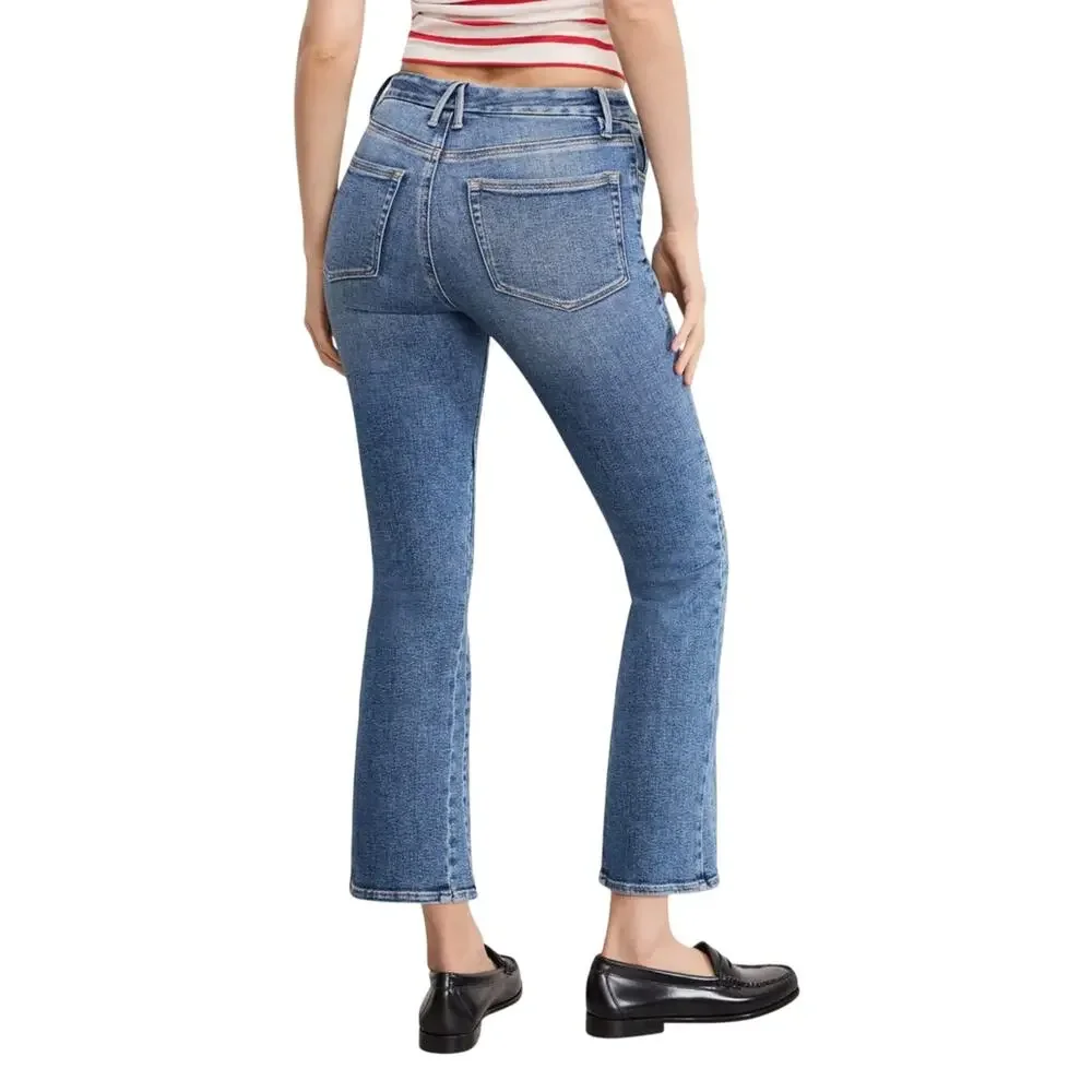 Good American Women's Good Legs Cropped Mini Bootcut Jeans 10/30 - Picture 2 of 9